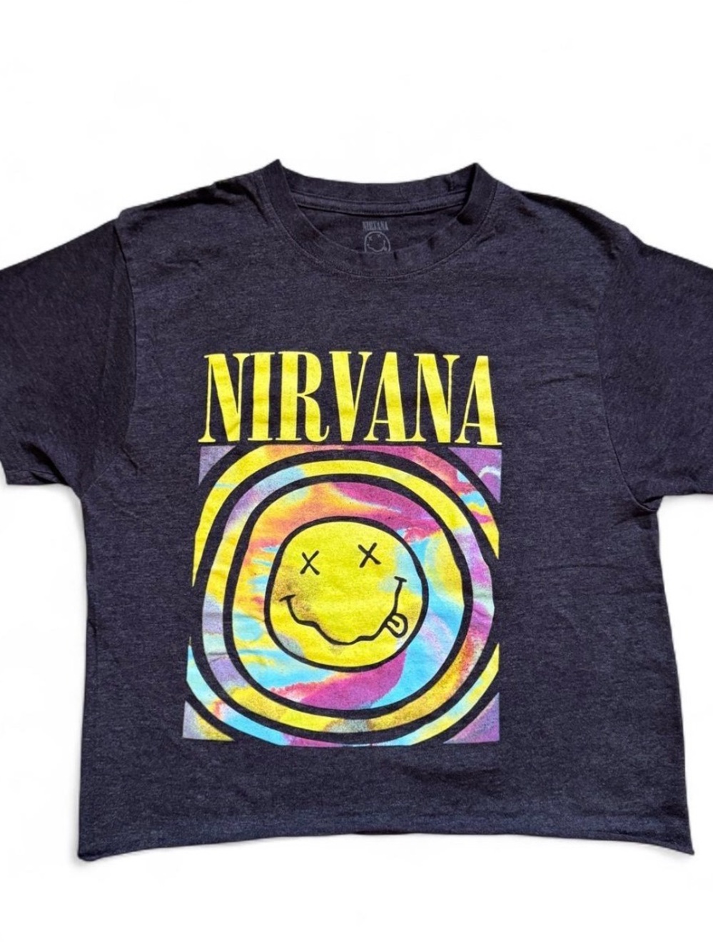 Cropped Nirvana Smiley Band T shirt
